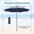thumbnail image 2 of Costway 10 FT Solar Patio Umbrella with 24 LED Lights, Market Table Umbrella with Fringe Navy Blue, 2 of 10