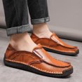 thumbnail image 5 of Men’s Retro Brown Full Grain Leather Slip-On Loafers Hand Stitched Casual Walking Shoes, 5 of 5