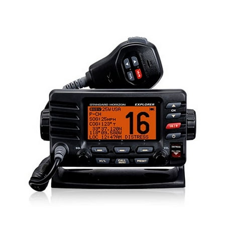 Standard Horizon GX1600 Explorer VHF Radio - Black Marine Transceiver with Large Dot (Best Marine Vhf Radio For The Money)