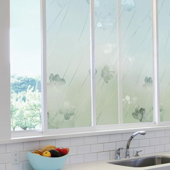 Artscape Silver Rose 24" x 36" Window Film with Frosted Glass Design