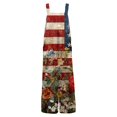 thumbnail image 6 of JULMCOMO 4th of July Jumpsuits for Women Independence Day Cotton Linen Patriotic Long Pants American Flag Sleeveless Wide Leg 1776 Overalls with Pockets Khaki XL, 6 of 6