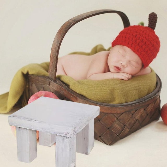 Fancy Infant recién nacido fotografía Prop taburete de madera foto de bebé foto de fondo telón de fondo Mini decoración de mesa de té/café Cuadrado blanco CUTICAT accesorios de fotografía