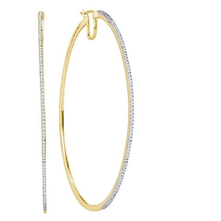- 10K Yellow Gold Diamond Large Stylish Hoop Earrings 1/2 Ctw.