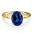 thumbnail image 3 of Gem Stone King 14K Yellow Gold Blue Created Sapphire Engagement Ring for Women | 5.00 Cttw | Oval 11X9MM | Gemstone September Birthstone | Size 5, 3 of 6