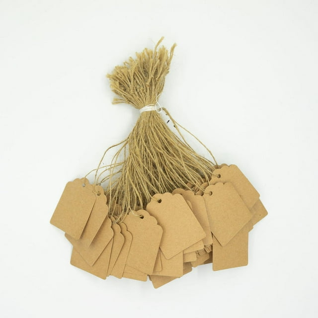 Elodie 100 Pieces Gift Tags with String Price Tags for Party Favors Valentine's Day Brown