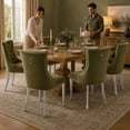 thumbnail image 6 of ODUSE-DAILY Velvet Dining Chairs Set of 2, Green Kitchen & Dining Room Chairs, Nailheads Tufted, Sillas De Comedor, Fabric Upholstered, Silver Chrome Metal Legs (Olive, 2 Pcs), 6 of 10