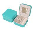 thumbnail image 1 of Estuche de viaje para joyería con espejo, joyero portátil, caja de almacenamiento portátil para anillos, pendientes, collares, regalos (azul), 1 of 5