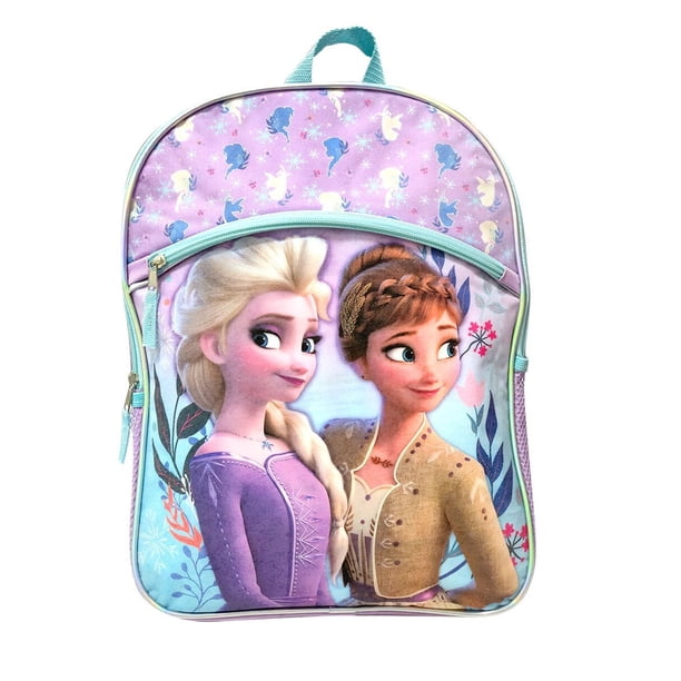 Mochila Escolar Frozen 16 Pulgadas Bolsillo Frontal Y Laterales Correas Ajustables Color Violeta
