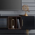 thumbnail image 4 of POVISON 78.74" Modern Black TV Stand, Wood TV Console with Cabinets, Glass, Flip-Down Glass Door, 4 of 7
