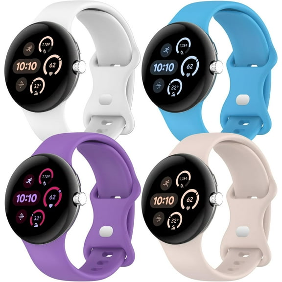KOMI 4Pcs Active Band for Google Pixel Watch 3 Bands 41mm/Pixel Watch 2 Band for Women/Men,Sport Waterproof Silicone Strap for Google Pixel Watch Band Replacement Wristband