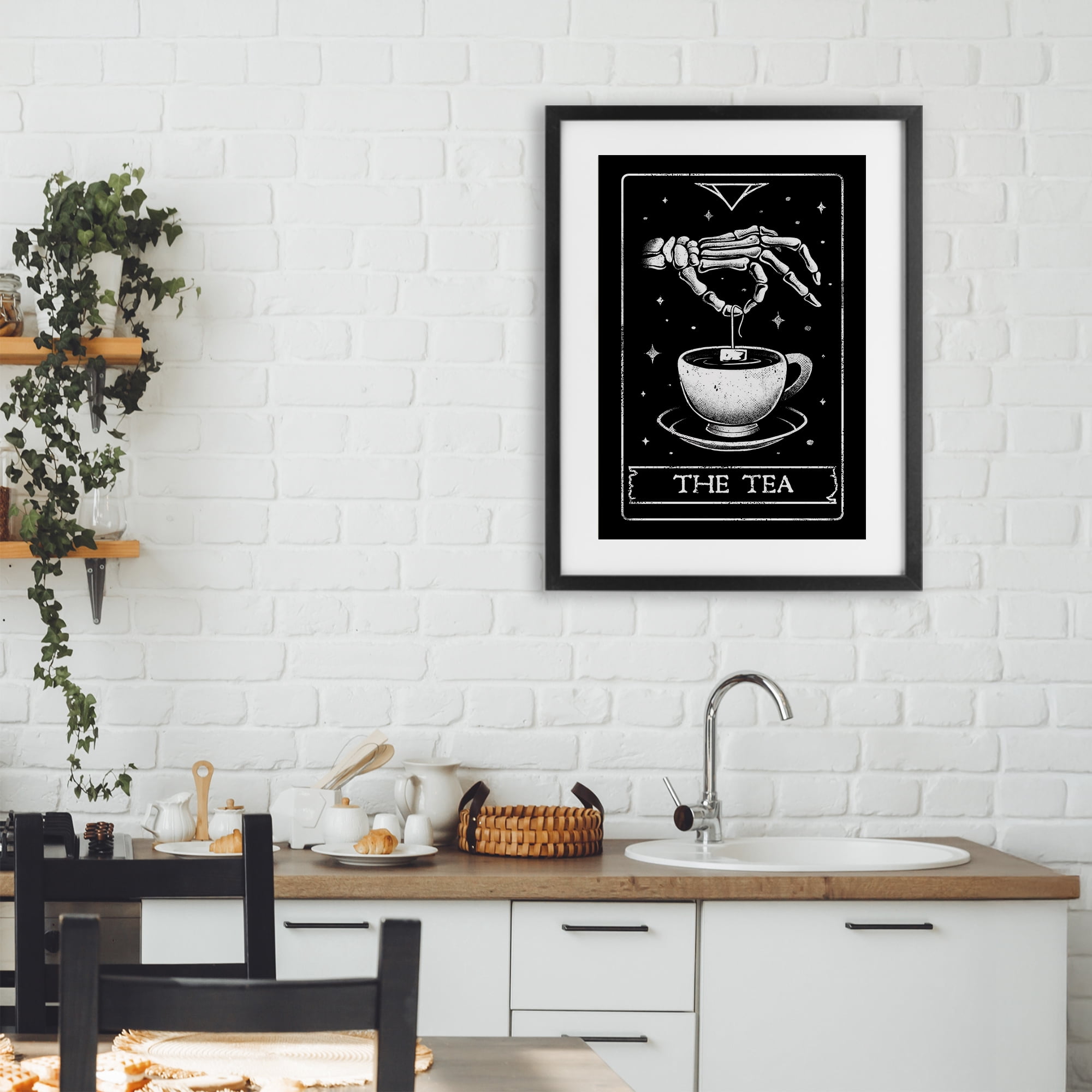 Stupell Industries The Tea Skeleton Tarot Black Framed Print Under Glass, design by EduEly Designs