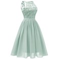 thumbnail image 2 of IBTOM CASTLE Women Vintage Floral Lace Chiffon Sleeveless Pleated Halter Short Bridesmaid Dress A Line Swing Party Cocktail Dress XL Light Green, 2 of 6
