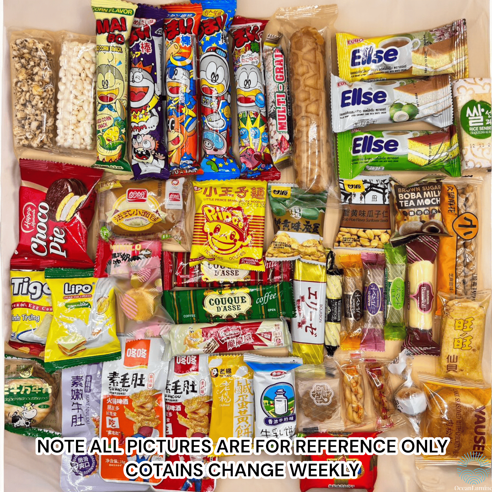 20 Pieces + 2 Ramen Asian Sweet & Savory Variety Snack & Candy Sampler Snack Box