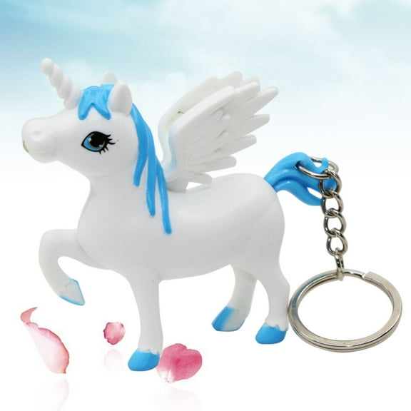 WHAMVOX Adorable Unicorn Key Chain with LED Blue Metal for Decoration 1 Piece