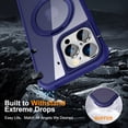 thumbnail image 7 of ELEHOLD Case for iPhone 16 Pro Max, Military Grade Protection Translucent Matte Case with 360° Rotatable Magnetic Ring Stand,Darkblue, 7 of 7