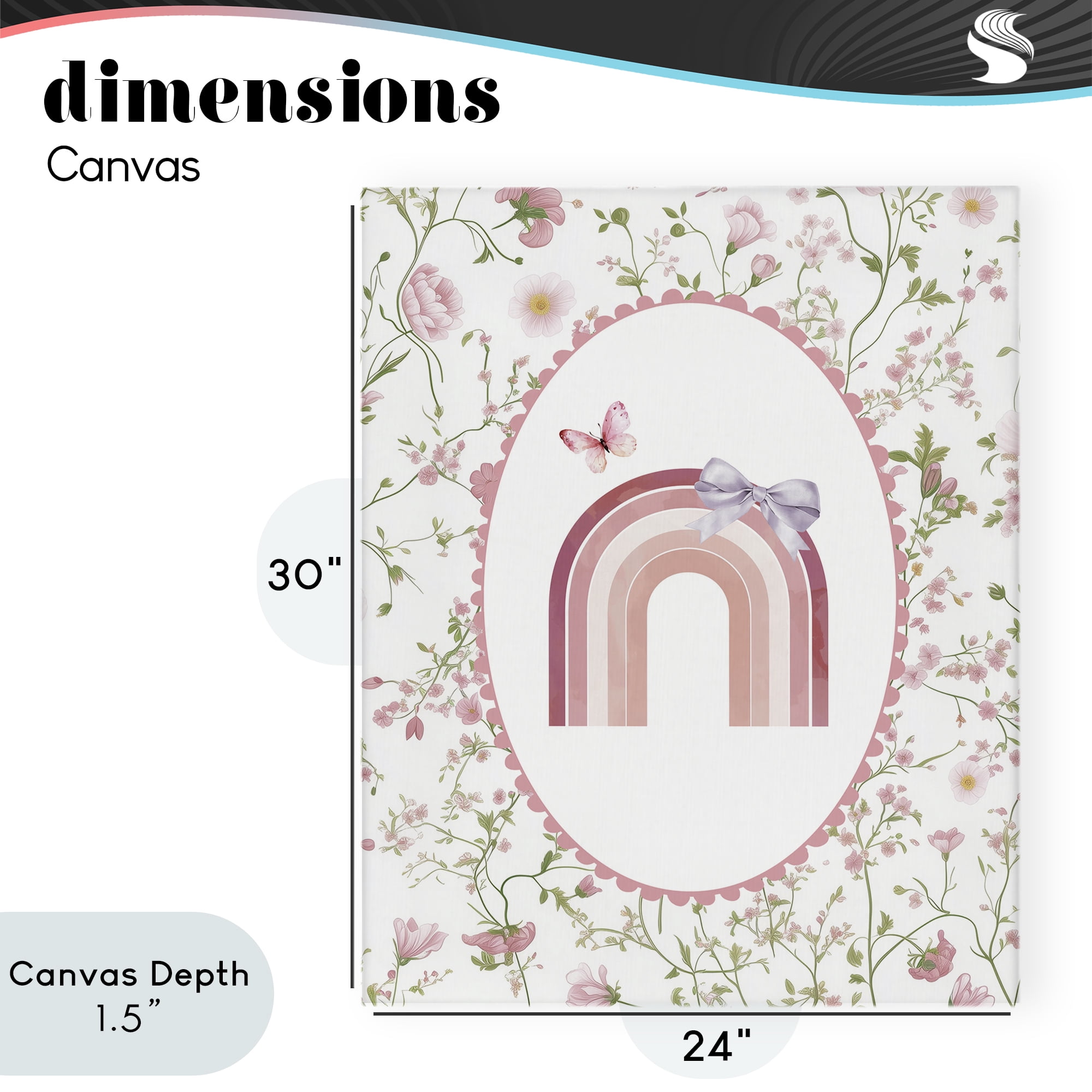 Stupell Industries Floral & Ribbon Rainbow Canvas Wall Art, design by Christine Simpson Art