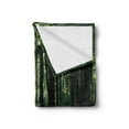 thumbnail image 2 of Woodland Soft Flannel Fleece Blanket, Pattern of Beech Tree Forest Scene in the Daylight Nature Picturesque, Cozy Plush for Indoor and Outdoor Use, 70" x 90", Green and Charcoal Grey, by Ambesonne, 2 of 5