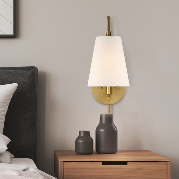 Hunter - Valley Park 1-light Alturas Gold, Medium Size Sconce Light, Dimmable, Transitional Style, Sconce Shaped, for Bedrooms, Dining, Living Rooms - 48173