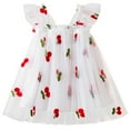 thumbnail image 4 of Odeerbi Girls Princess Dress Infant Girls Clothes Party Tulle Dress Kids Cute Summer Mesh Fruit Print Elegant Wing Dress Skirt White 6-12 Months, 4 of 9