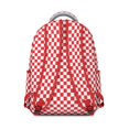 thumbnail image 3 of White Red Checkered Backpack for School,Cute School Bag,Schoolbag with Adjustable Shoulder Straps & Padded Back,15.3"x11"x7.1"., 3 of 6