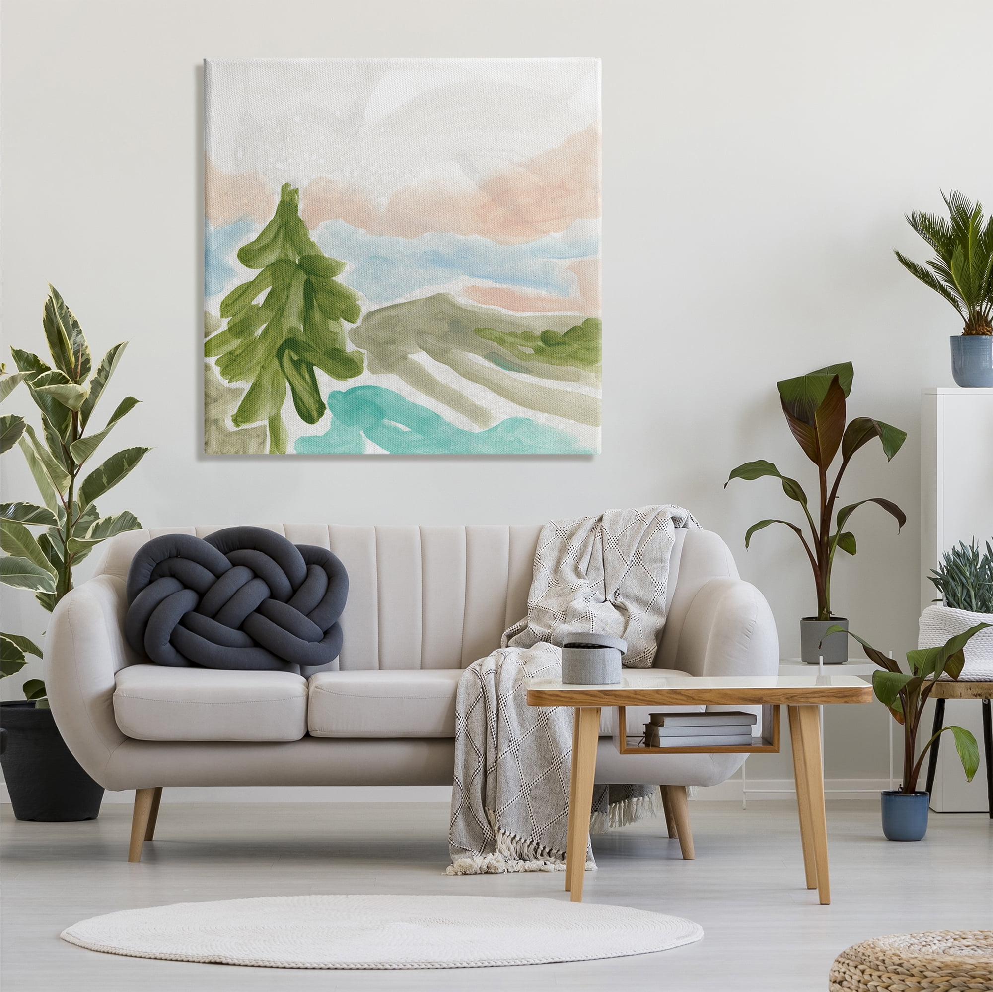 Stupell Industries Tree Forest Landscape Abstract Lake Mountain Range, 36 x 36, Designed by June Erica Vess