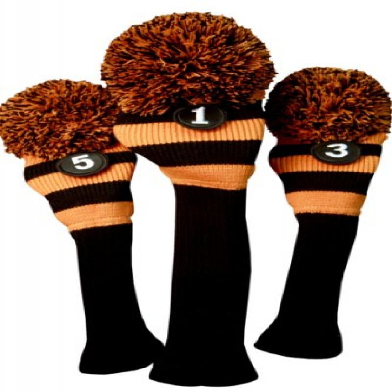 Majek Golf Club Head Covers Black & Orange Limited Edition Tour Knit
