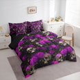 thumbnail image 2 of Homewish Spooky Skull Skeleton 7-Piece Twin Bedding,Halloween Bedding Comforter Set,Purple Rose Floral Bed Set,Black Reversible, 2 of 8