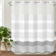 thumbnail image 3 of Grey Stripe No Hook Shower Curtain Waterproof, Bathroom Curtains with Snap in Liners and See Through Top Window, Modern Abstract Monochrome Geometric Hotel Style Bathtub Curtains Shower 66"Wx72"L, 3 of 8