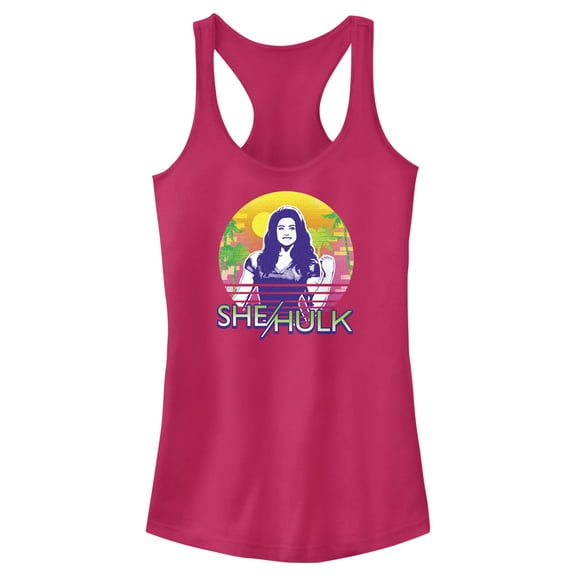 Junior's She-Hulk: Attorney at Law Sun & Muscles Racerback Tank Top Dark Pink X Large