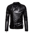 thumbnail image 2 of Wrtxtat Leather Jackets for Men Full Zip Slim Fit Outerwear with Multiple Pockets Fashion Motorcycle Retro Style Jacket Solid Color Midweight Windproof Coats Black L, 2 of 9