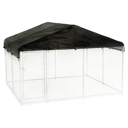 Lucky Dog 10 x 10 Foot Outdoor Chain Link Dog Kennel & Waterproof Roof (Best Dog Proof Furniture)