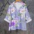 thumbnail image 2 of Jxximdong Tshirts for Women Women's Floral Butterfly Print Natural Autumn Fragrant Fabric Shirt Purple Summer Tops XL, 2 of 9