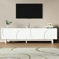 thumbnail image 2 of Minimalist Tv Stand With Arch Door For 78" Tv: White, Solid Wood Legs, Adjustable Shelves, Simple Elegance Tvs: Cabinets, Design, 2 of 5