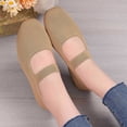 thumbnail image 5 of IEMIEMIEM Women's Wide Toe Box Flats Comfort Slip On Ballet Shoes Mary Jane Dressy Knit Flats with Adjustable Straps Washable Casual Office Woven Breathable Shoes Khaki 8 Wide, 5 of 8