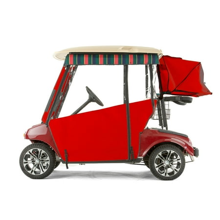 Red Golf Cart - Club Car DS Golf Cart PRO-TOURING Sunbrella Track Enclosure - Red