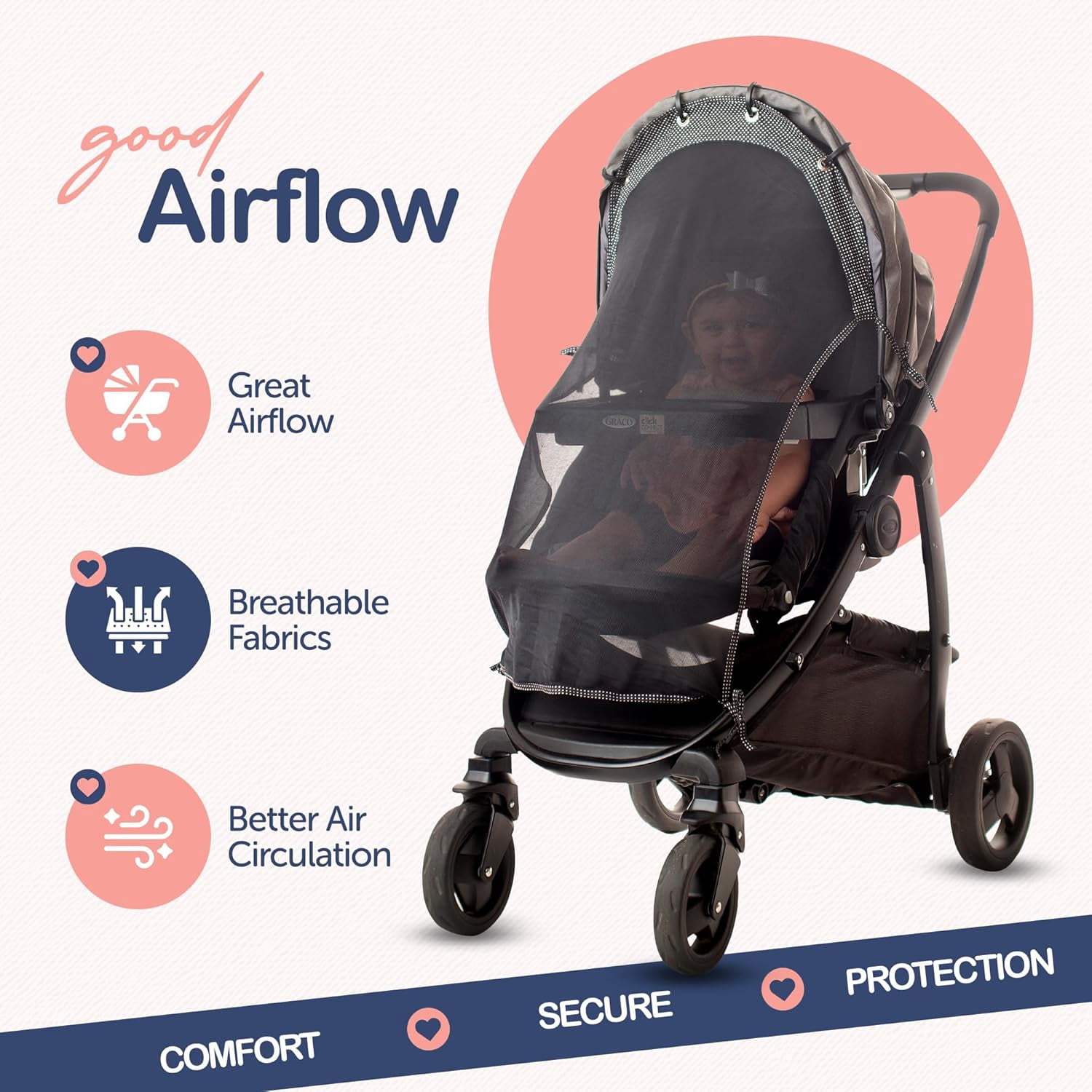 Sun Shade for Strollers (Long). Universal Adjustile SPF 30+ Sunshade with See Through. Your Biy Will See the World and Will Be Protected. byÂ&nbsp;IntiMom