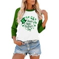 thumbnail image 4 of JTZGDY Plus Size St. Patrick's Day Tops for Women Dressy Casual Raglan 3/4 Sleeve Green Gilter Shamrock Print Round Neck Graphic T-Shirts Trendy Oversized Holiday Outfit Clothes Green#02 S, 4 of 5