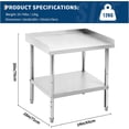 thumbnail image 2 of 24 In x28 In x30 In Stainless Steel Prep Table with Adjustable Legs and Undershelf Spill-Proof Baffle NSF-Certified Heavy-Duty Kitchen Workbench, 2 of 7