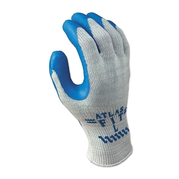 300XL-10 Atlas Fit 300 Rubber-Coated Gloves, XL, Gray/Blue (Pack of 12)