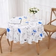 thumbnail image 2 of Floral Tablecloth 60x60 Inch Round, Flower Decoration Table Cloth for Spring Summer, Waterproof Fabric Wrinkle Free Table Cover for Kitchen, Dining Room, Party, Picnic, Camping, Blue, 2 of 6