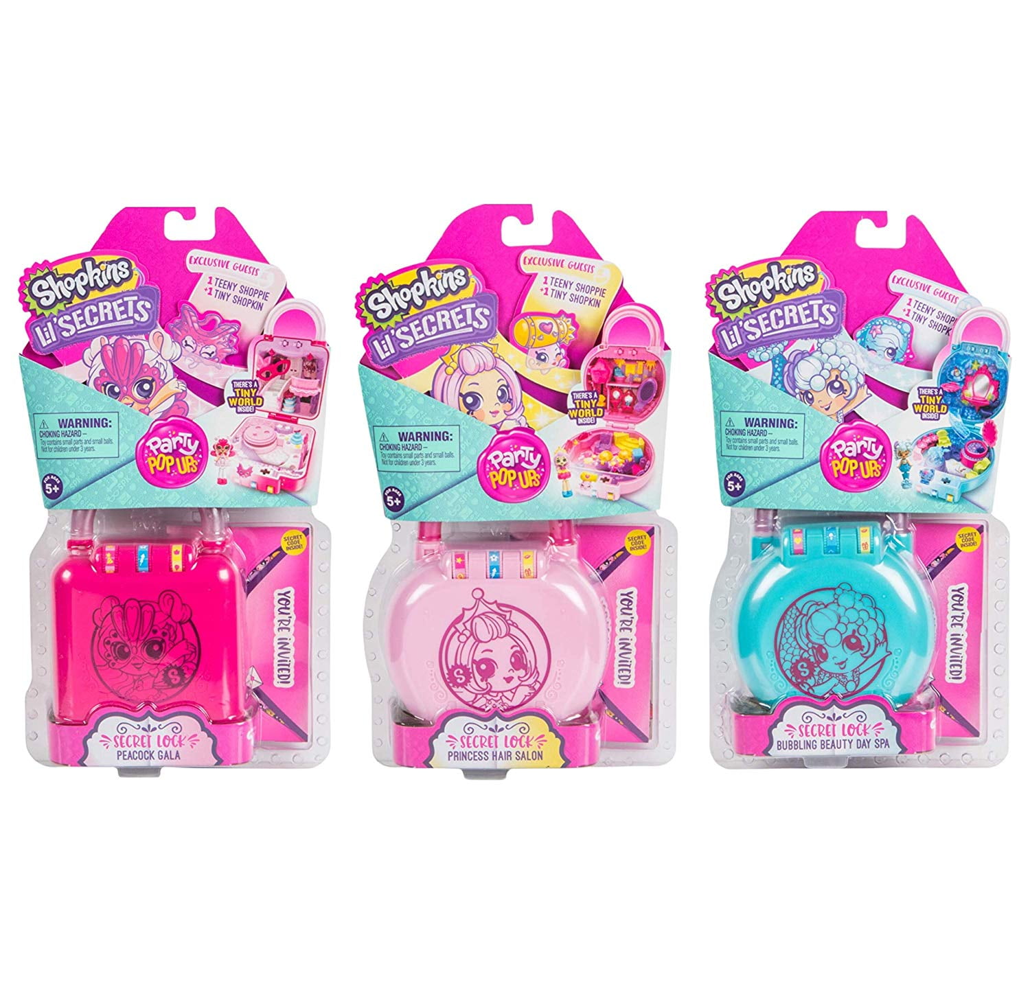 Shopkins Lil Secrets Secret Lock Mini Playset Princess Hair Salon Peacock Gala And Bubbling Beauty Day Spa Walmart Com