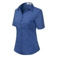 thumbnail image 2 of Doublju Women's Short Sleeve Slim Fit Button Down Dress Shirt (Plus Size Available), 2 of 5
