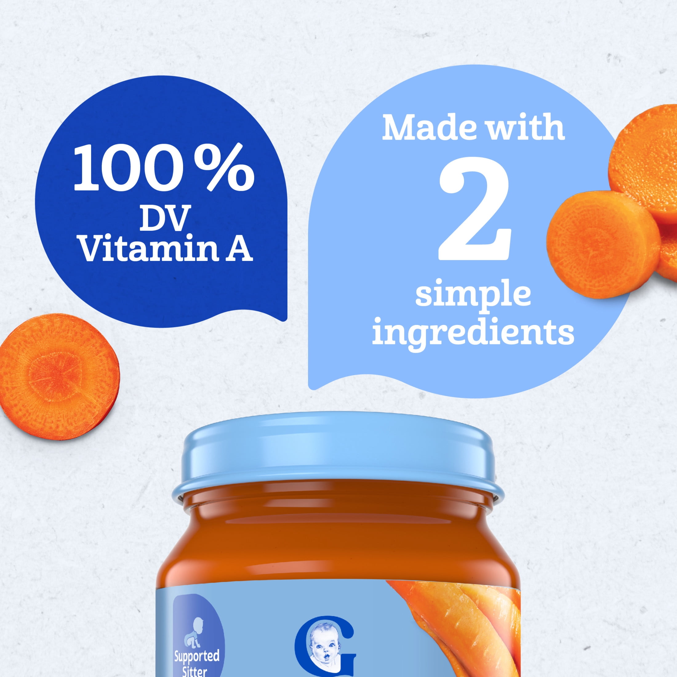 (4 pack) Gerber 1st Foods Natural for Baby Baby Food, Carrot, 4 oz Jar