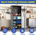 thumbnail image 6 of Tcbosik Metal Storage Cabinet with Wheels, 71"H Garage Storage Cabinet with Lockable Doors and 4 Storage Shelves, Rolling Tool Cabinet with Pegboard for Garage Home Office Utility Room, Black & Gray, 6 of 9