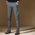 thumbnail image 5 of Pantalones de traje de cuadros escoceses para hombre, de negocios, con corte entallado, elásticos, elegantes y con estilo, para verano, 5 of 5