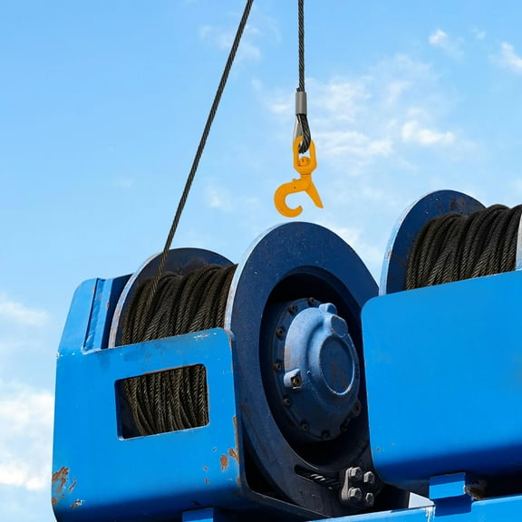 15.24m/50ft Steel Winch Cable Wire Rope with Swivel Self-locking Hook Carbon Steel Wire Rope Winch Cable