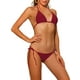 thumbnail image 3 of INSPIRAR CHIC Conjuntos de Bikini de Dos Piezas con Tiras Lateral para Mujeres, Parte Inferior Triangular de Cintura Baja, Traje de Baño Grande Color Rojo Vino, 3 of 4