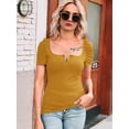 thumbnail image 3 of Sherrylily Women Puff Short Sleeve Tops Ribbed Knit Elegant Slim Shirt, 3 of 6