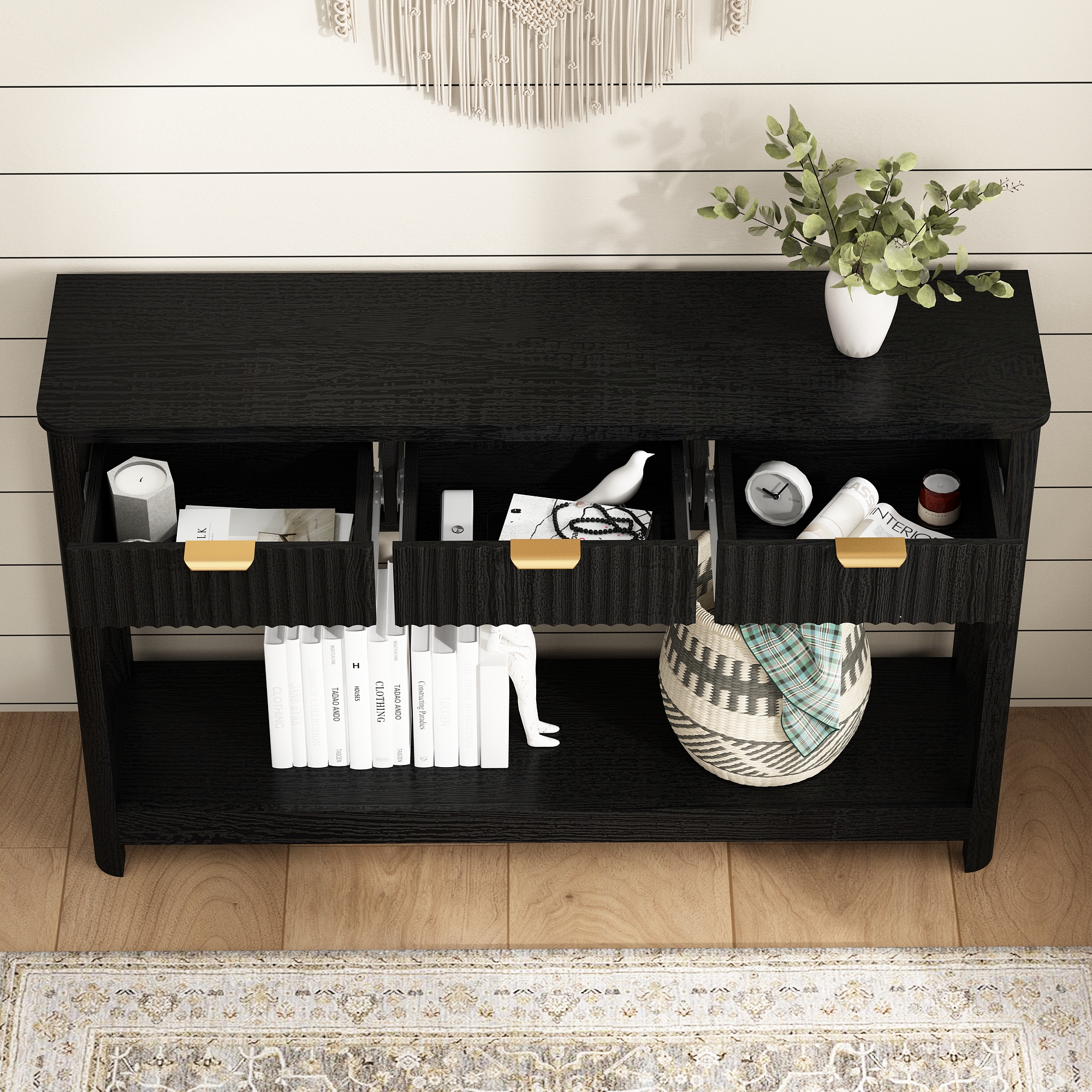 47" Farmhouse Console Table with 2 Drawers, Wood Sofa Table, Entryway Table with Storage Shelf for Living room, Hallway and Bedroom