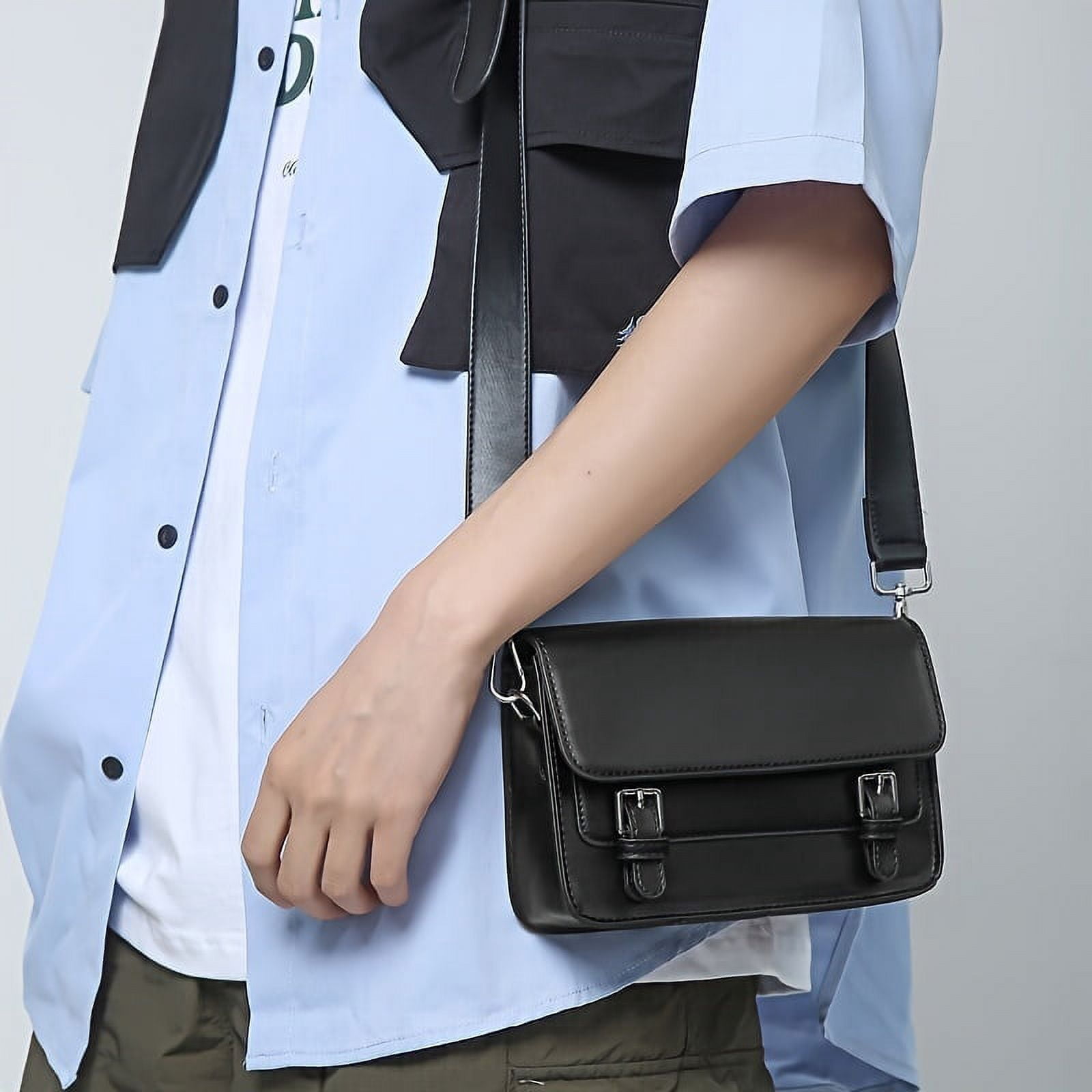 JUYGO Square Sling Bag For Men Small Flip Messenger Bag Versatile Crossbody Bag For Hanging Out & Daily Commute Best Couple Bag